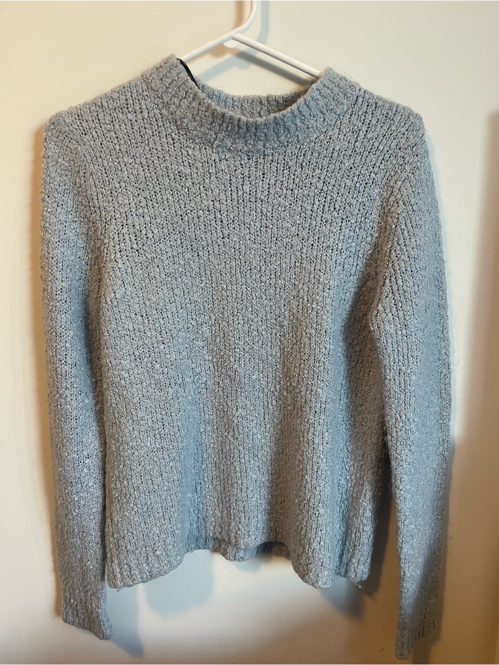 Forever 21 Cozy Lightblue-ish Gray Textured Knit Mock Neck Autumn Winter Sweater